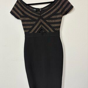 bebe Black and Gold Mini Dress